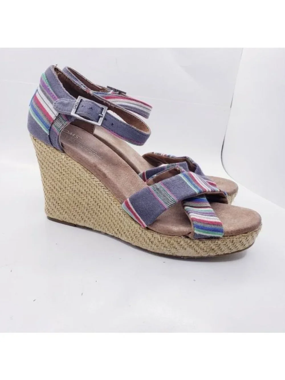 Toms Sienna Serape Wedge Heel Platform Ankle Strap Sandals Women's Size 9